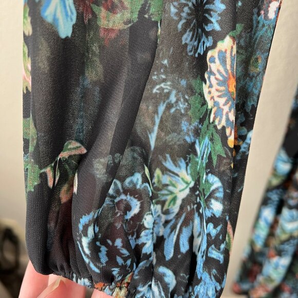 LPA‎ Womens Long Sleeve Floral Dress S Black Sheer Y2k - Picture 7 of 16